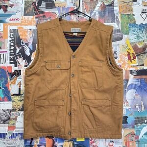 Duluth Trading Co Flannel Lined‎ Work Vest Men's Canvas Utility Outdoor Size L